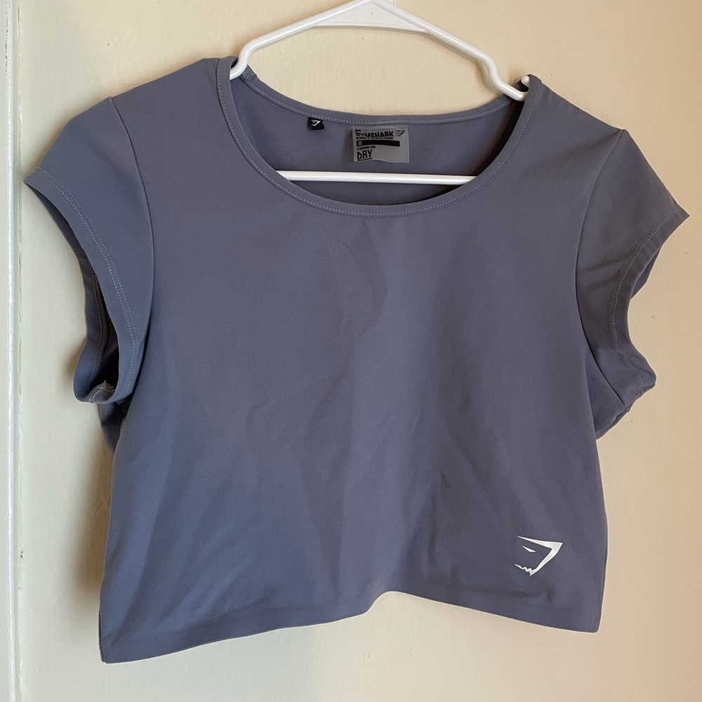 Women’s Gymshark crop top, blue/grey size M
